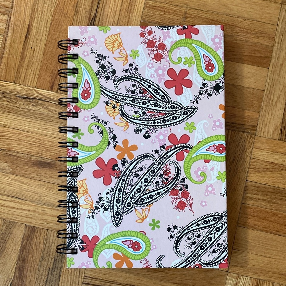 Cute light pink and paisley spiral notebook, journal, diary, new